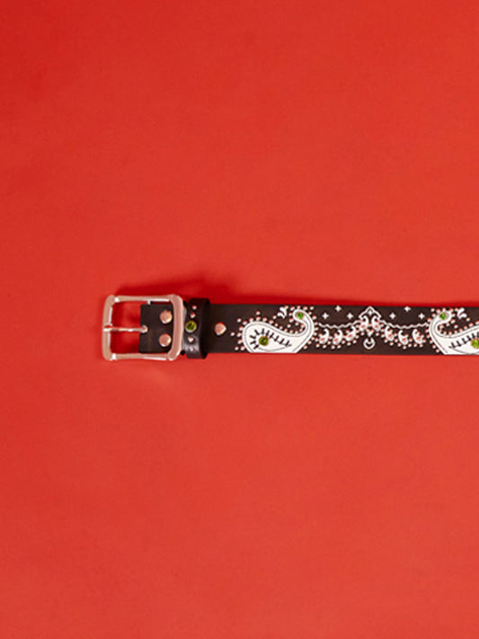 BLACK PAISLEY RIVET BELT