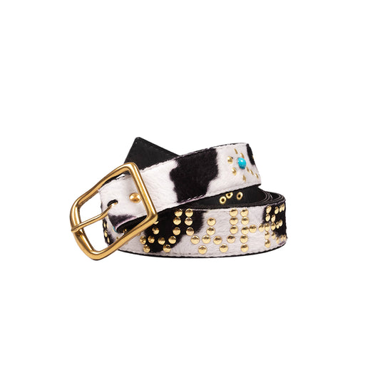 GOLD STUDDED COW BELT
