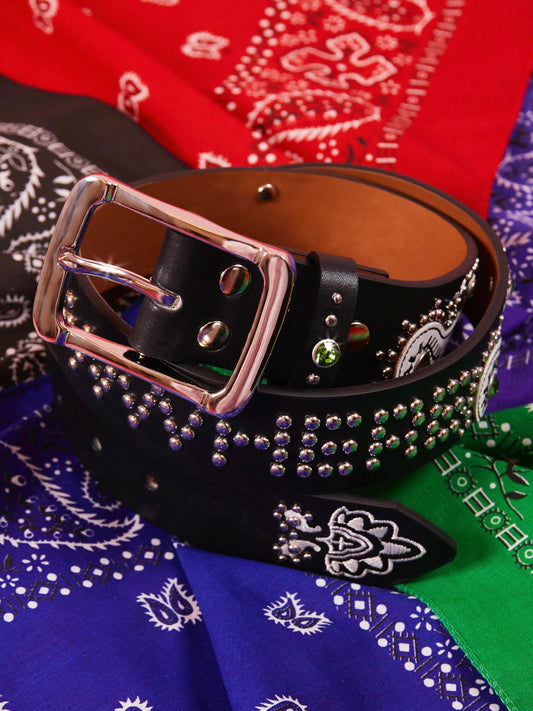 BLACK PAISLEY RIVET BELT