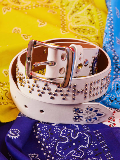 WHITE PAISLEY RIVET BELT