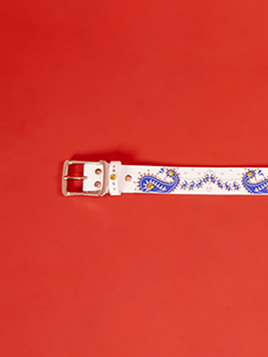 WHITE PAISLEY RIVET BELT