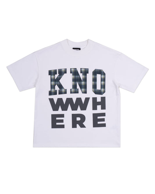 WHITE CHECKMATE BOX LOGO TEES